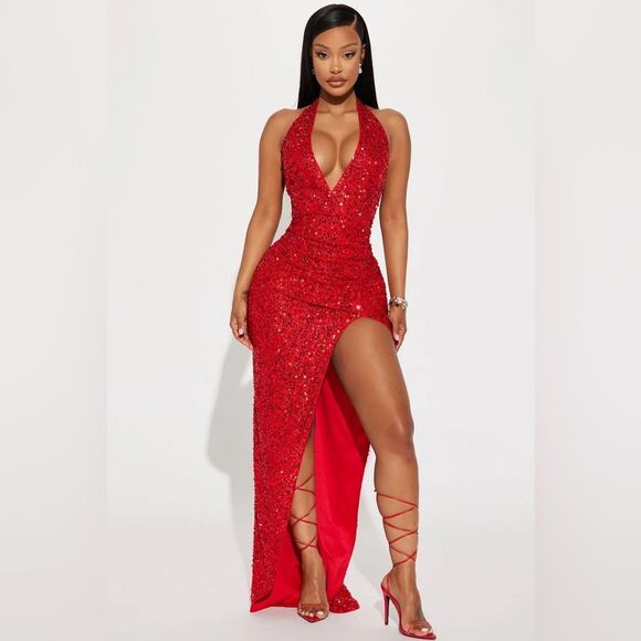 Fashion Nova Dresses & Skirts - Hailie Sequin Maxi Dress - Red